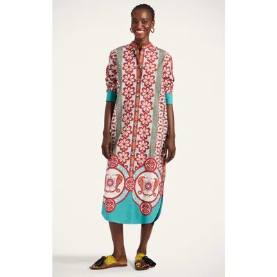 LA DOUBLEJ LA DOUBLEJ SUNDOWNER TUNIC PAGODA PLACÉE RUST