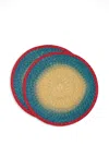 La Doublej Handpainted Sunset Placemats Set Of 2 In Blue