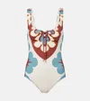 La Doublej Sunset Printed Swimsuit In Multi
