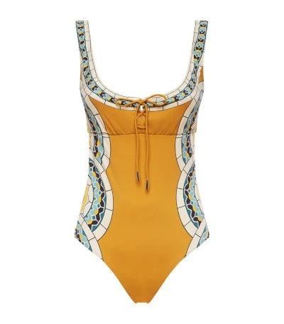 La Doublej Sunset Scoop Neck Swimsuit In Mudejar Placée Marigold