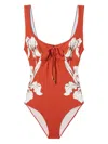 La Doublej Floral Sunset Swimsuit In Orange