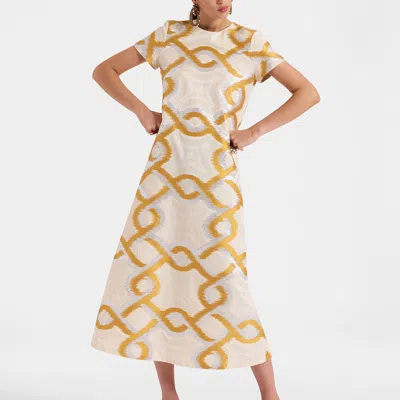 La Doublej Super Swing Dress In Tackle Gold