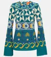 La Doublej Geometric Print Flared Sleeved Minidress In Multicoloured