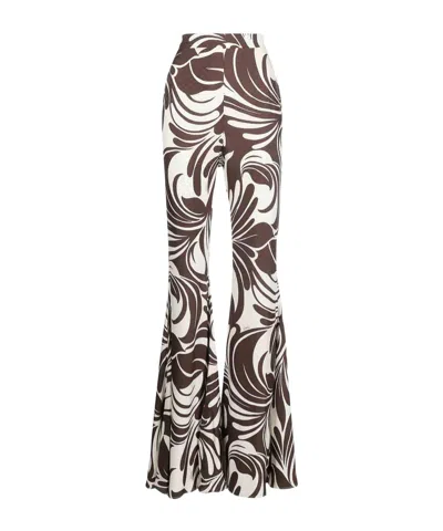 La Doublej Superflare Watermarble-print Trousers In Brown