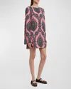 La Doublej Mini Supremes Swing Printed Satin Minidress In Open Pink