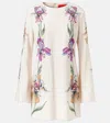 La Doublej Supremes Swing Floral Jersey Minidress In Iris Placée Ivory