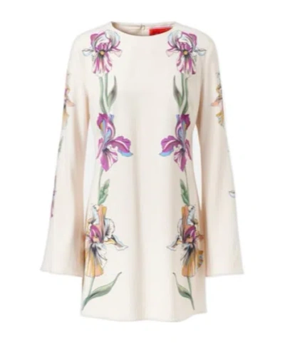 La Doublej Supremes Swing Floral Jersey Minidress In White