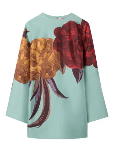 La Doublej Supremes Swing Floral-print Mini Dress In Blue