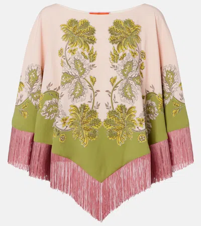 La Doublej Swathe Placée Reversible Satin Poncho In Pink