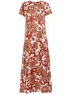 La Doublej Swing Botanical-print Silk Dress In White