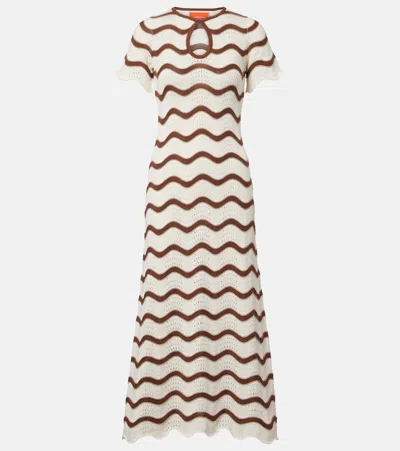 La Doublej Swing Crochet Cotton Midi Dress In Brown