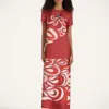 La Doublej Swing Feather-trimmed Silk Maxi Dress In Multi