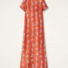 La Doublej Swing Dress In Mini Iris Dark Orange