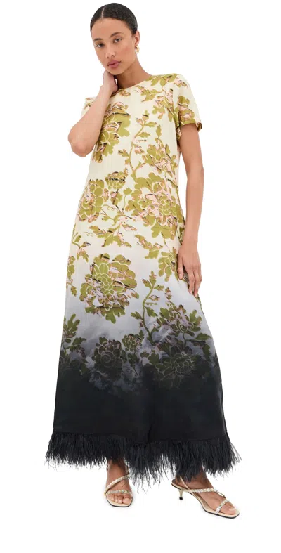 La Doublej Swing Dress Oasis Ombre Placee Black In Neutral