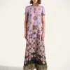 La Doublej Swing Feather-trimmed Maxi Dress In Pink