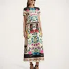 La Doublej Swing Floral-print Maxi Dress In Blue