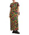 La Doublej Silk Floral Swing Maxi Dress In Vines Brown