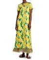 La Doublej Swing Dress With Feathers