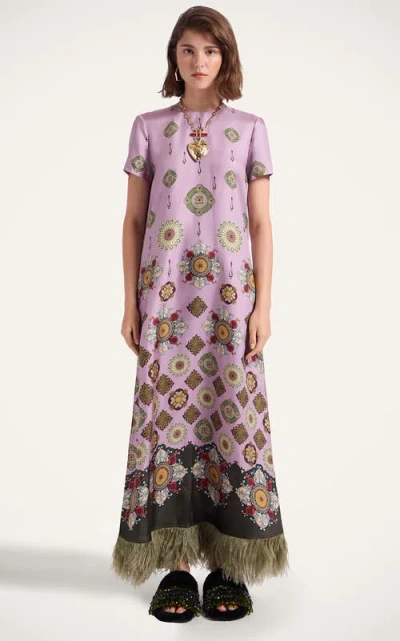 LA DOUBLEJ LA DOUBLEJ SWING DRESS WITH FEATHERS