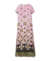La Doublej Swing Feather-trimmed Maxi Dress In Pink