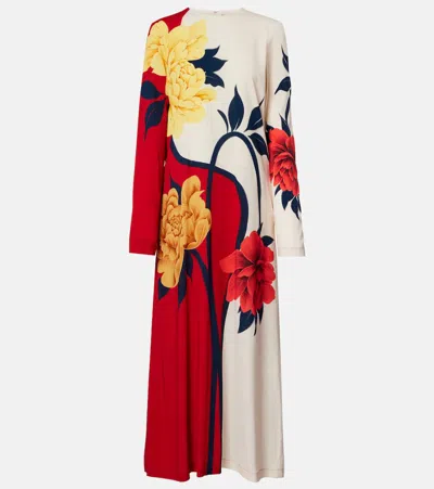 La Doublej Swing Floral Jersey Maxi Dress In Red