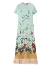 La Doublej Swing Floral-panel Maxi Dress In Blue