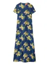 La Doublej Swing Floral-print Maxi Dress In Blue