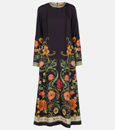 La Doublej Long Sleeve Swing Dress In Botticelli Placee In Nero Neri E Grigi