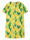 La Doublej Swing Lemon-print Shift Mini Dress In Green