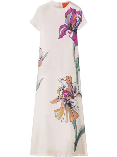 La Doublej Swing Midi Dress In Iris Placée Ivory