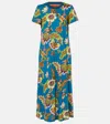 La Doublej Printed Cotton Maxi Dress In Beige
