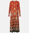 La Doublej Swing Printed Jersey Maxi Dress In Orange