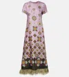 La Doublej Swing Printed Silk Twill Maxi Dress In Pink