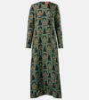 La Doublej Swing Printed Silk Twill Midi Dress In Multicoloured
