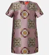 La Doublej Swing Satin Jacquard Minidress In Pink