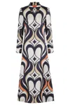 La Doublej Multicolor Long Dress With All-over Geometric Motif In Fabric Woman In Multi