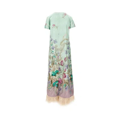 La Doublej 'swing' Silk Dress With Feathers