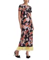 LA DOUBLEJ LA DOUBLEJ SWING SILK TWILL DRESS IN LARK BLACK FEATHERS