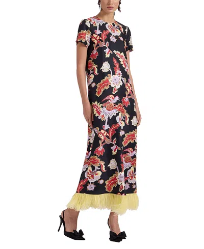 LA DOUBLEJ LA DOUBLEJ SWING SILK TWILL DRESS IN LARK BLACK FEATHERS