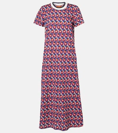 La Doublej Swing Sporty Printed Jersey Midi Dress In Multicoloured