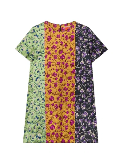 La Doublej Swing Tricolor Floral Mini Mini Dress In Multi