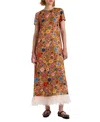 La Doublej Swing Dress With Feathers Botticelli In Botticelli Rust