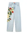 La Doublej The Barrel Embroidered-floral Jeans In Multi