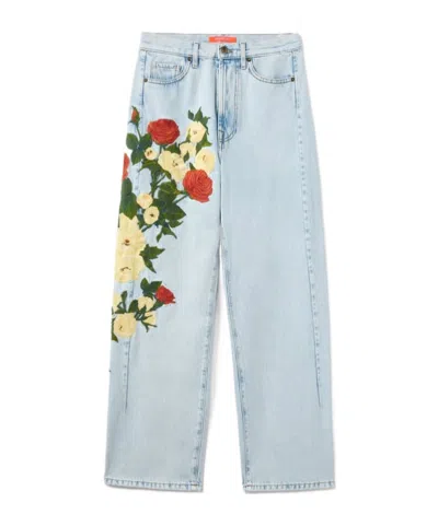 LA DOUBLEJ THE BARREL EMBROIDERED-FLORAL JEANS