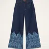 La Doublej Printed Cropped Flared Jeans In Blue