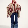 La Doublej Printed Cropped Flared Jeans In Blue