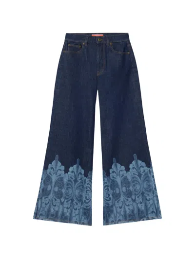 La Doublej The Cropped Flare Jeans In Blue