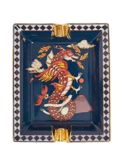 La Doublej The Dragon Foil-trim Ashtray (19cm X 16cm) In Blue