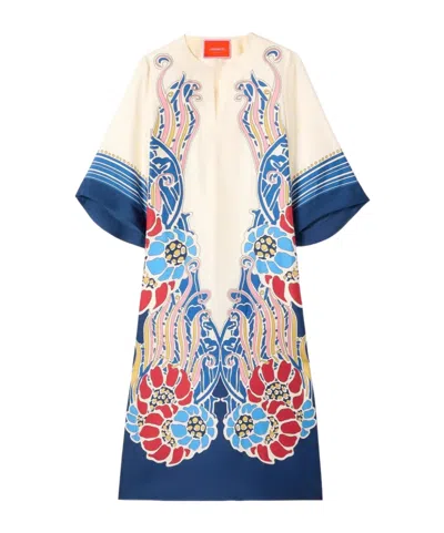 La Doublej The Kaftan Floral Midi Dress In Multi