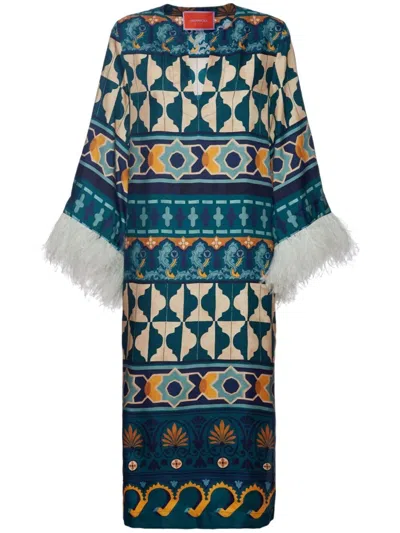 LA DOUBLEJ `THE KAFTAN` KAFTAN WITH FEATHERS